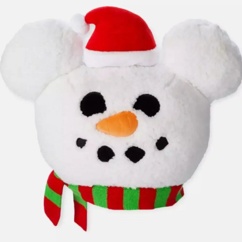 Disney Parks Mickey Mouse Snowman Plush Throw Pillow Christmas 2024 NWT